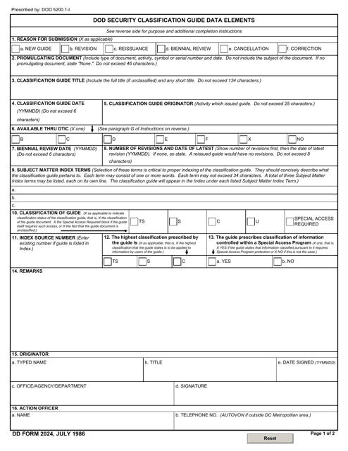 DD Form 2024  Printable Pdf