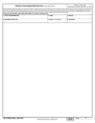 Document preview: DD Form 2169C Special Packaging Instruction (Continuation Sheet)
