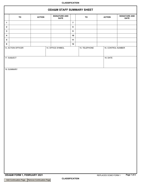 ODA&M Form 1  Printable Pdf