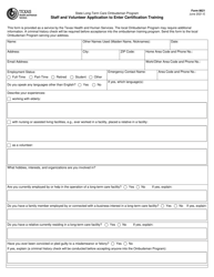 Document preview: Form 8621 Staff and Volunteer Application to Enter Certification Training - Texas