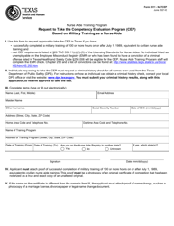 Form 5511 - NATCEP Request to Take the Competency Evaluation Program (Cep) Based on Military Training as a Nurse Aide - Texas