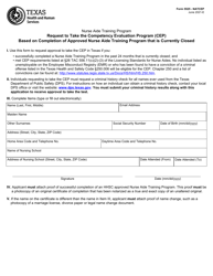 Document preview: Form 5525 - NATCEP Request to Take the Competency Evaluation Program (Cep) Based on Completion of Approved Nurse Aide Training Program That Is Currently Closed - Texas