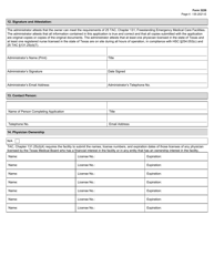 Form 3226 Freestanding Emergency Medical Care Facility License Application - Texas, Page 4