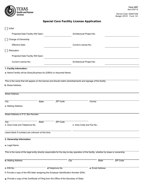 Form 3227  Printable Pdf