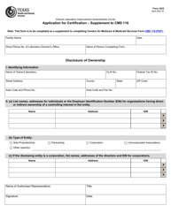 Document preview: Form 3225 Application for Certification - Supplement to Cms 116 - Texas