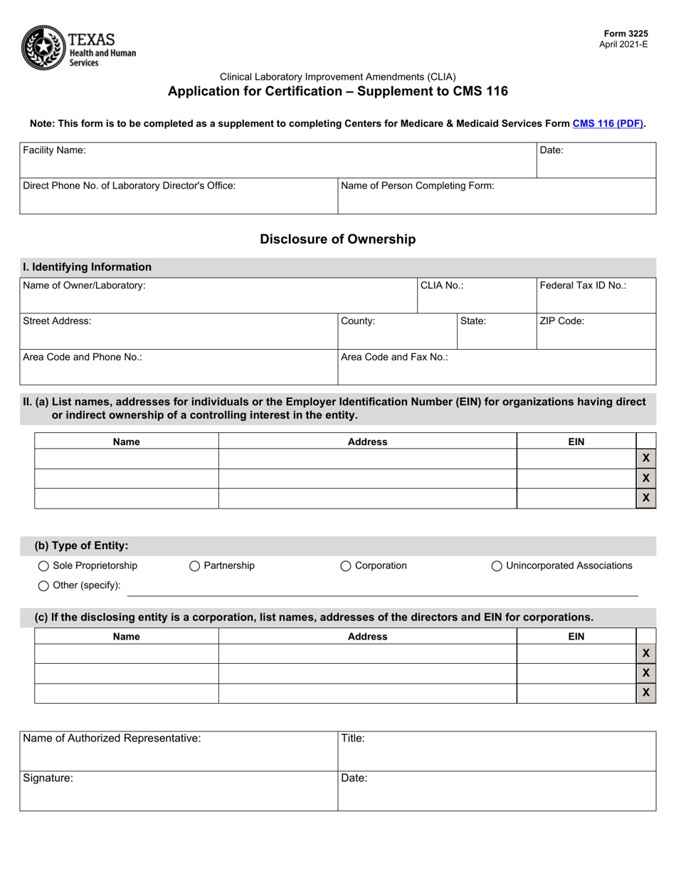 Form 3225 - Fill Out, Sign Online and Download Fillable PDF, Texas ...