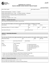 Form 3229 Application for a License to Operate a Multiple Location General or Special Hospital - Texas