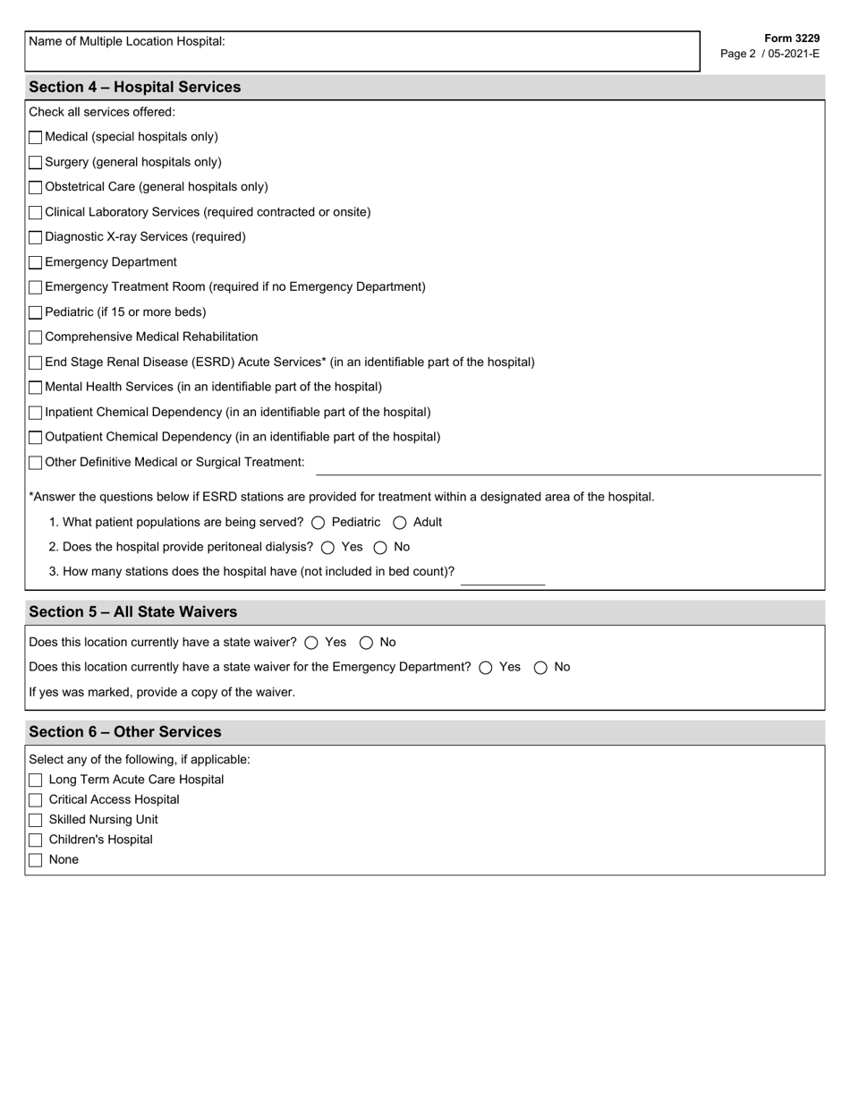 Form 3229 Application for a License to Operate a Multiple Location General or Special Hospital - Texas, Page 2