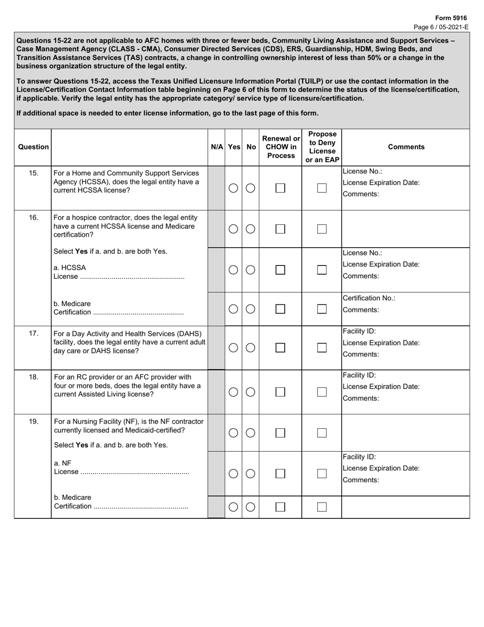 Form 5916 Applicant / Contractor Screening Criteria - Texas, Page 6