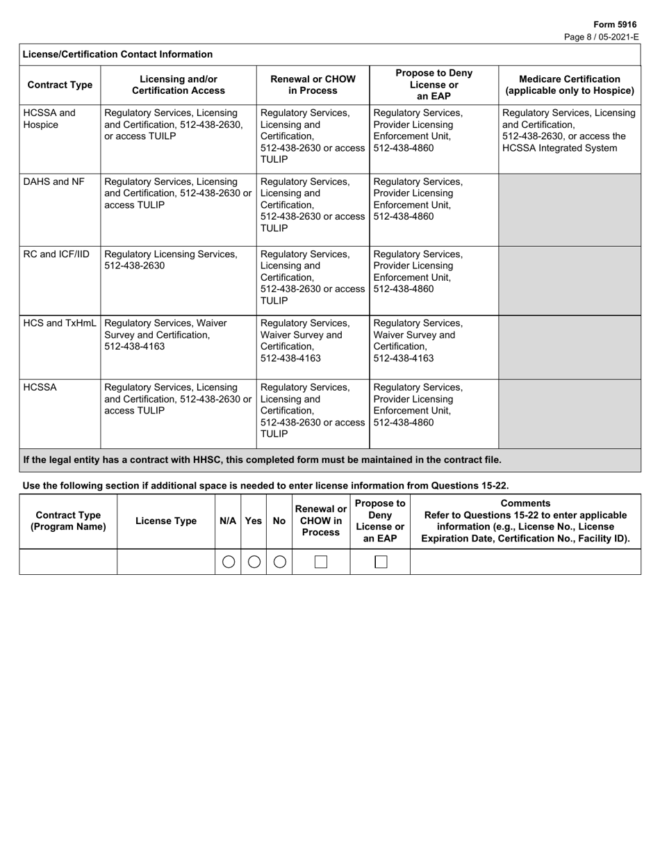 Form 5916 Applicant / Contractor Screening Criteria - Texas, Page 8