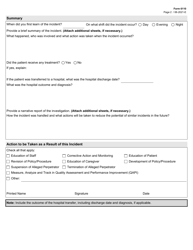 Form 6110 Ambulatory Surgical Center Facility Incident Report - Texas, Page 2
