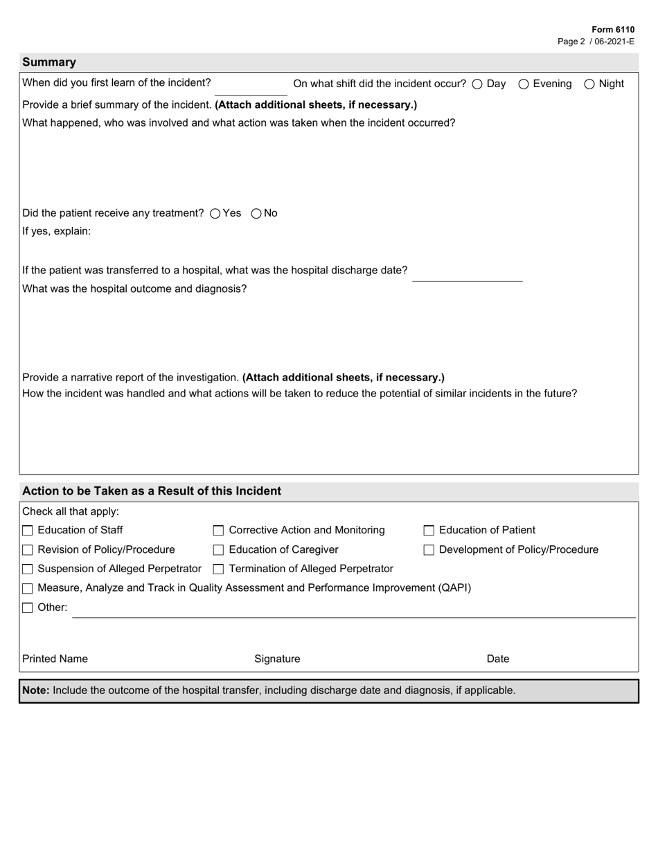 Form 6110 Download Fillable PDF or Fill Online Ambulatory Surgical ...