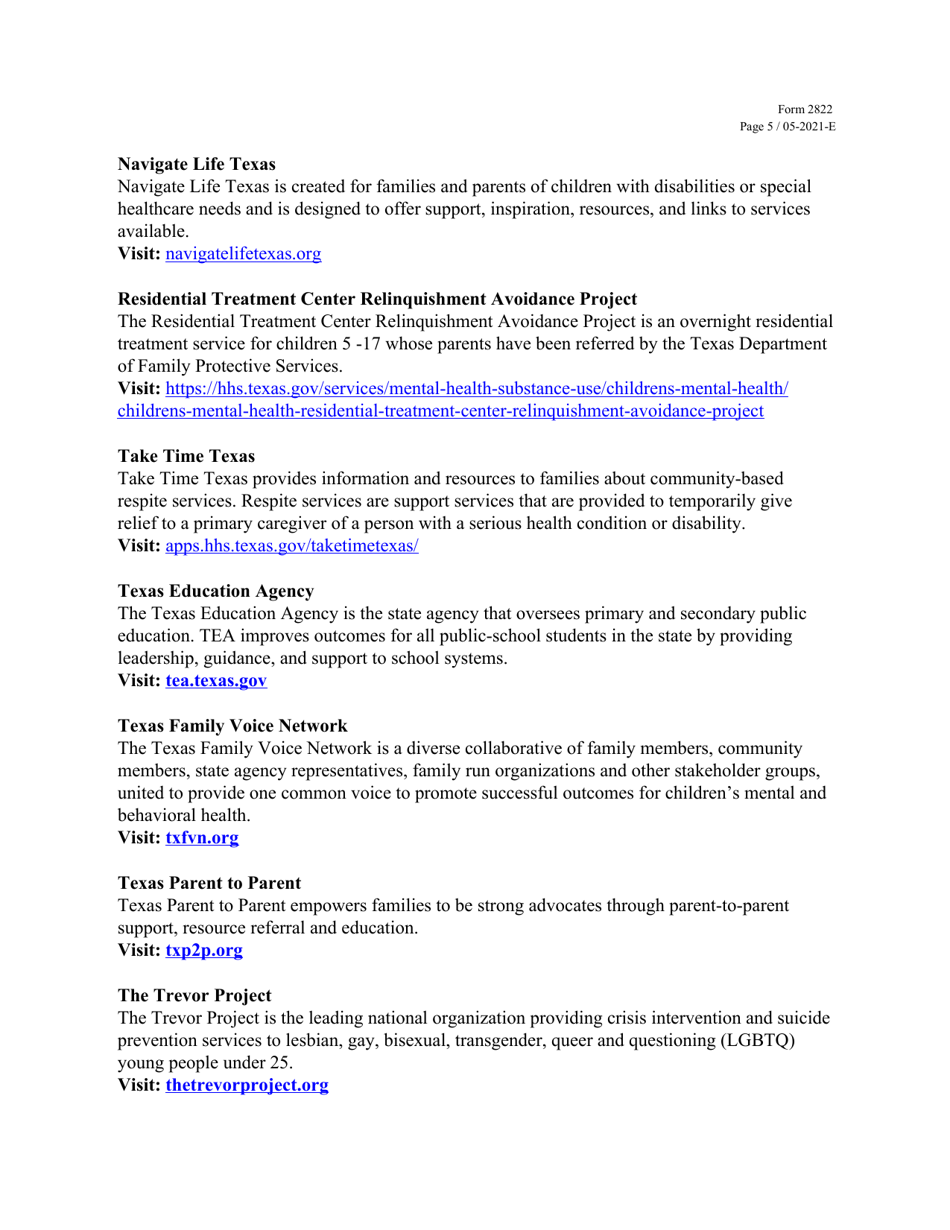 Form 2822 Notification of Change in Rtc Project Case Status - Texas, Page 5