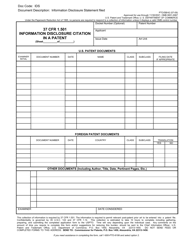 Form PTO/SB/42 37 Cfr 1.501 Information Disclosure Citation in a Patent