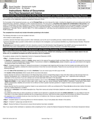 Form RCMP GRC3919 &quot;Notice of Occurrence Work Place Harassment and Violence&quot; - Canada