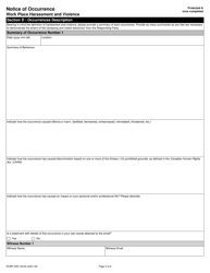 Form RCMP GRC3919 Notice of Occurrence Work Place Harassment and Violence - Canada, Page 4
