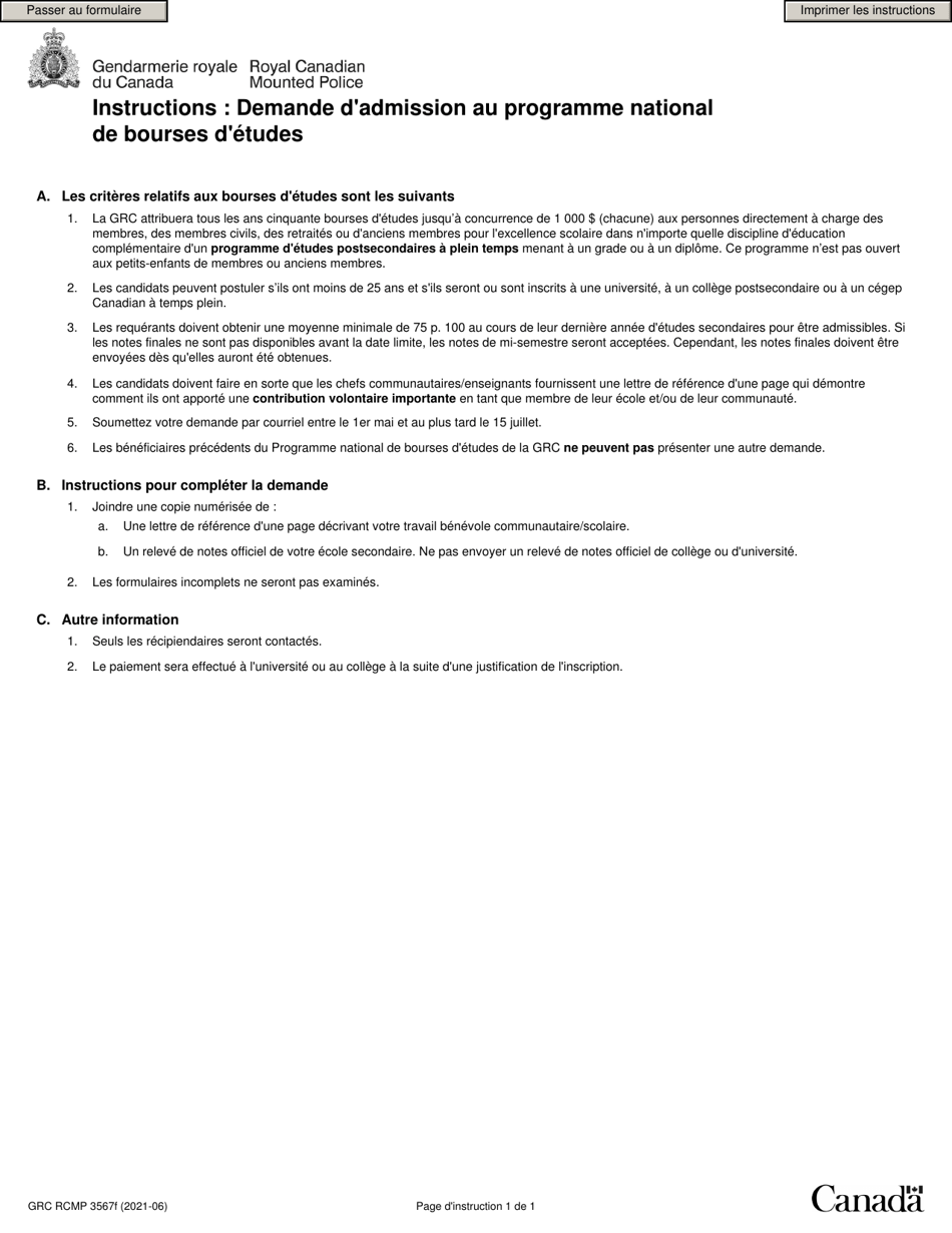 Forme RCMP GRC3567 Fill Out, Sign Online and Download Fillable PDF, Canada (French