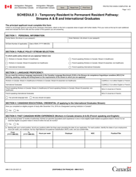 Form IMM0130 Schedule 3 Temporary Resident to Permanent Resident Pathway: Streams a &amp; B and International Graduates - Canada