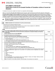 Document preview: Form IMM0129 Document Checklist - in-Canada Families of Canadian Victims of Recent Air Disasters - Canada