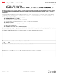 Document preview: Forme IMM0017 Lettre D'explication - Permis De Travail Ouvert Pour Les Travailleurs Vulnerables - Canada (French)