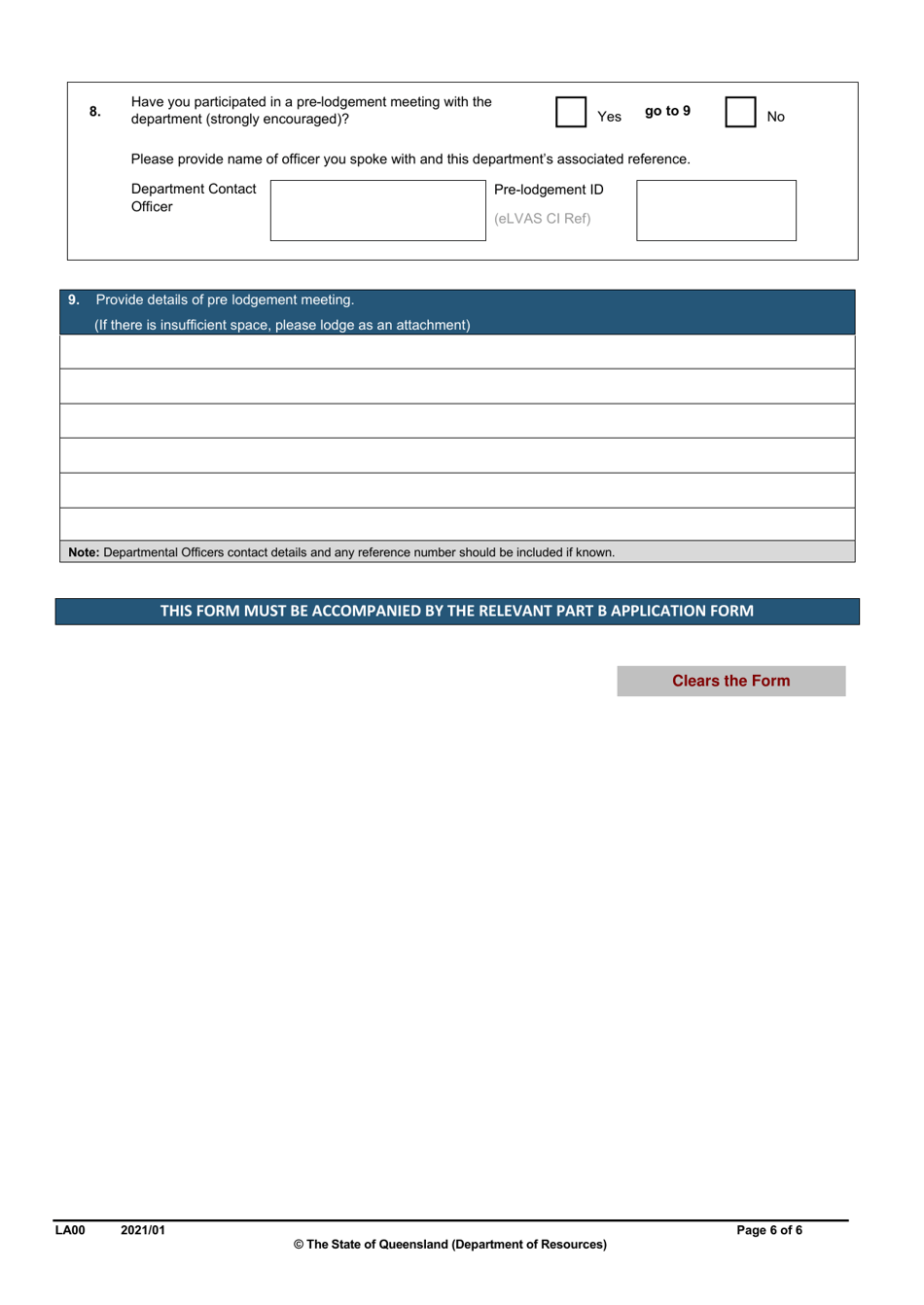 Form LA00 Part A Contact and Land Details - Queensland, Australia, Page 6