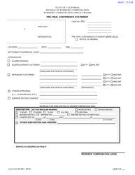 WCAB Form 24 Pre-trial Conference Statement - California