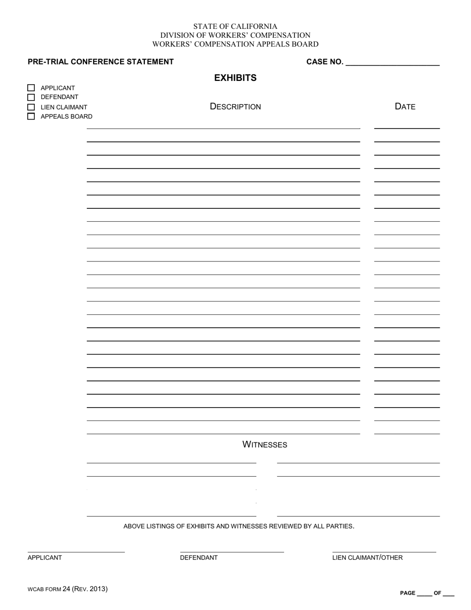 WCAB Form 24 Pre-trial Conference Statement - California, Page 5