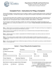 Document preview: Complaint Form - Alaska