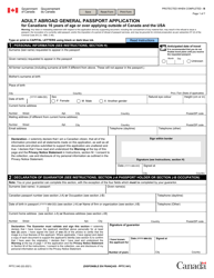 Form PPTC040 &quot;Adult Abroad General Passport Application for Canadians 16 Years of Age or Over Applying Outside of Canada and the Usa&quot; - Canada