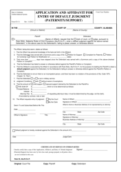 Document preview: Form CS-5.1 Application and Affidavit for Entry of Default Judgment (Paternity/Support) - Alabama