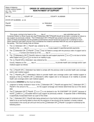 Form CS-7 Order of Arrearage/Contempt Non-payment of Support - Alabama