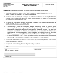 Form CS-12 Complaint for Paternity and Child Support - Alabama, Page 2