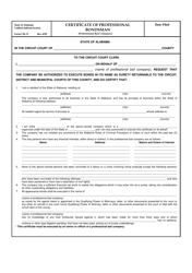 Document preview: Form CR-13 Certificate of Professional Bondsman (Professional Bail Company) - Alabama