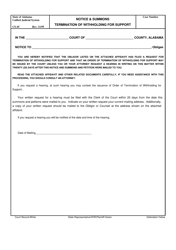 Document preview: Form CS-45 Notice and Summons - Termination of Withholding for Support - Alabama