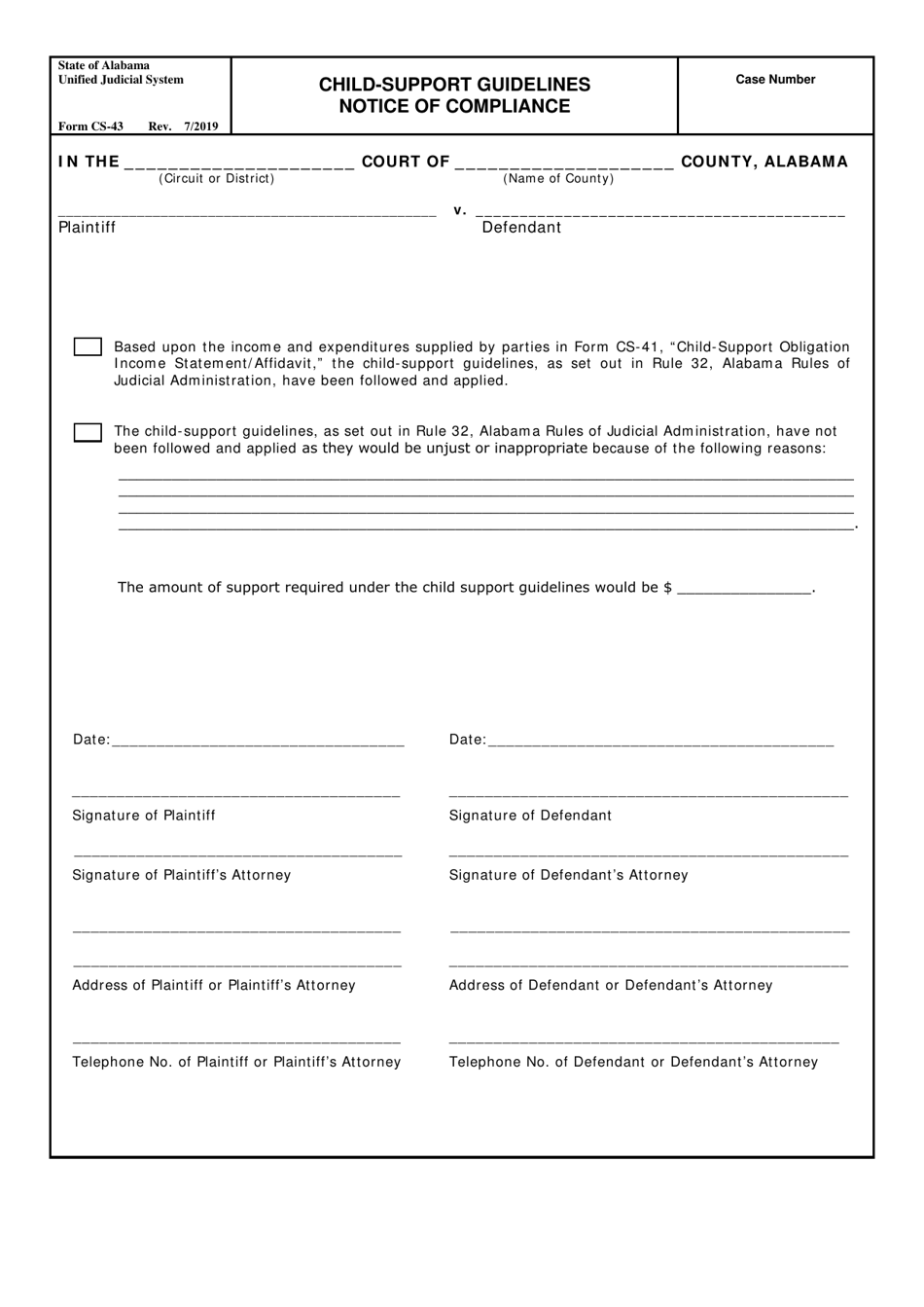 Form CS-43 - Fill Out, Sign Online and Download Fillable PDF, Alabama ...