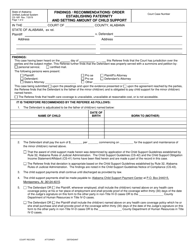 Document preview: Form CS-16R Findings/Recommendations/Order Establishing Paternity and Setting Amount of Child Support - Alabama