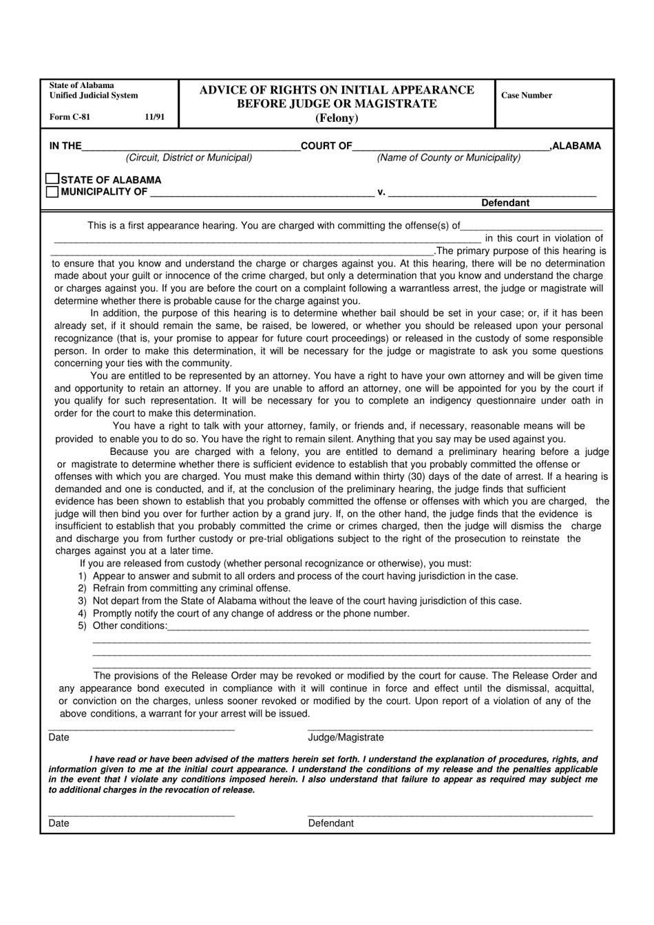 Form C-81 - Fill Out, Sign Online and Download Fillable PDF, Alabama ...