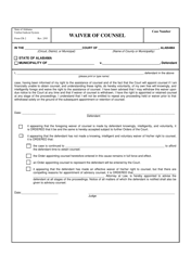 Form CR-2 &quot;Waiver of Counsel&quot; - Alabama