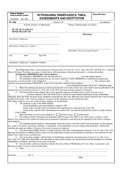 Document preview: Form CR-07 Withholding Order-Costs, Fines, Assessments and Restitution - Alabama