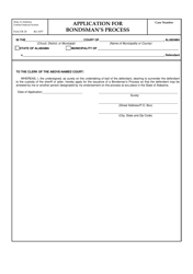 Document preview: Form CR-28 Application for Bondsman's Process - Alabama