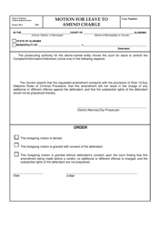 Form CR-5 &quot;Motion for Leave to Amend Charge&quot; - Alabama
