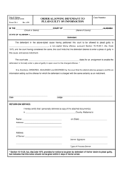 Form CR-4 &quot;Order Allowing Defendant to Plead Guilty on Information&quot; - Alabama