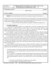 Document preview: Form CR-34 Order for out-Patient Evaluation of Defendants Competency Only - Alabama