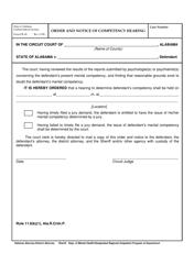 Document preview: Form CR-40 Order and Notice of Competency Hearing - Alabama