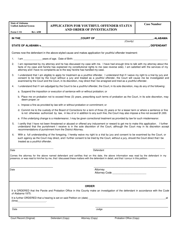 Document preview: Form C-54 Application for Youthful Offender Status and Order of Investigation - Alabama