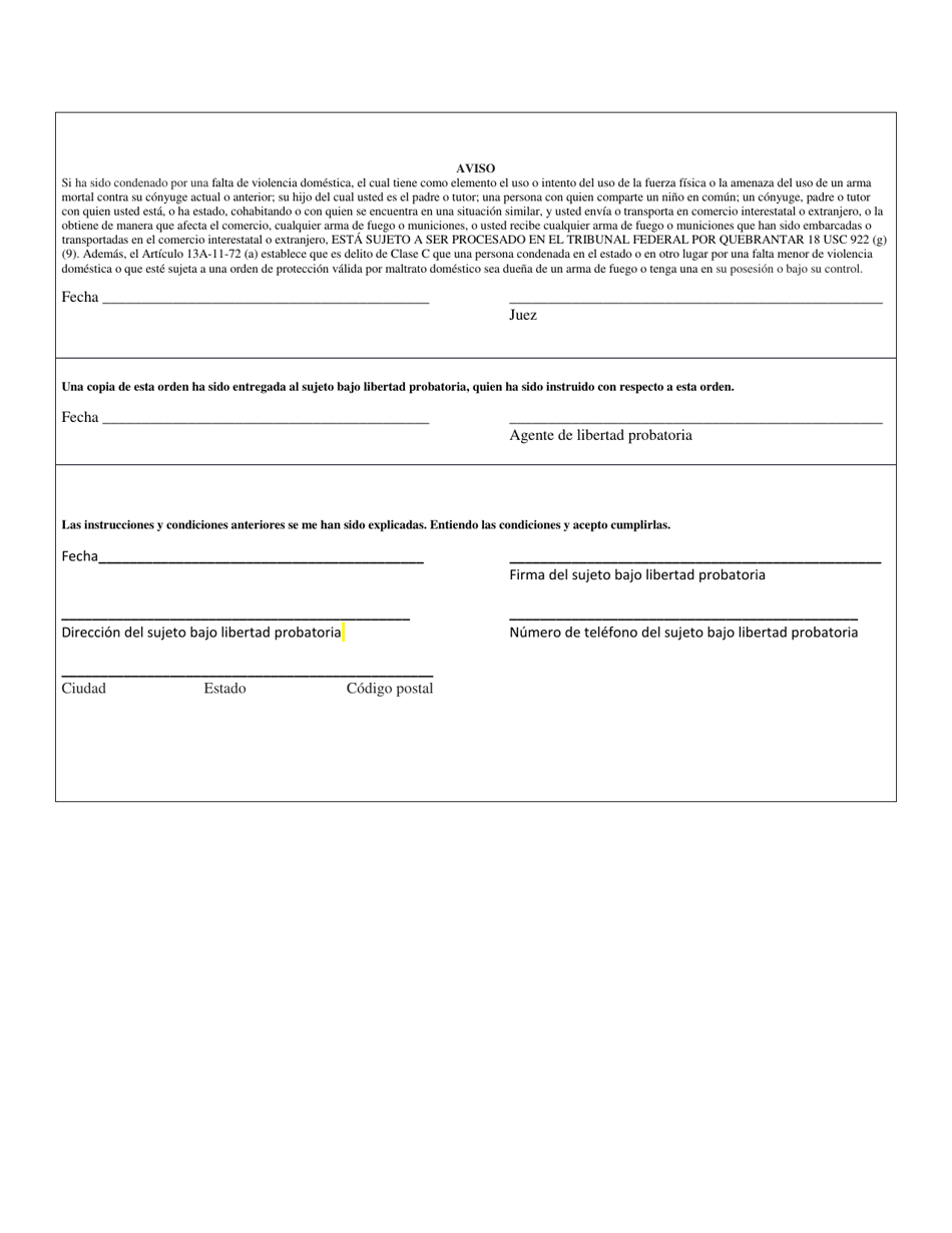 Formulario CR-50 Orden De Libertad Probatoria - Alabama (Spanish), Page 2