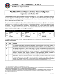 Form SO-2 Adult Sex Offender Responsibilities Acknowledgement - Registration &amp; Verification Only - Alabama