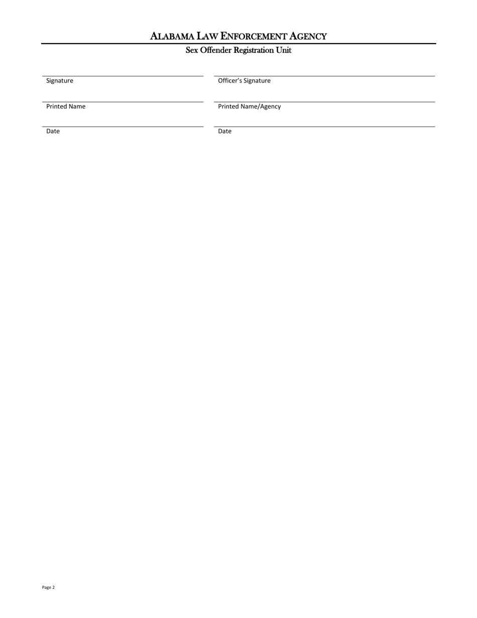 Form SO-3 Sex Offender Travel Notification Document - Alabama, Page 2