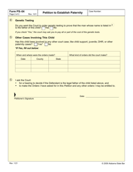 Form PS-04 &quot;Petition to Establish Paternity&quot; - Alabama, Page 2