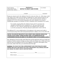 Document preview: Form PS-22 Attachment A Notice to Credit Card Payors - Alabama